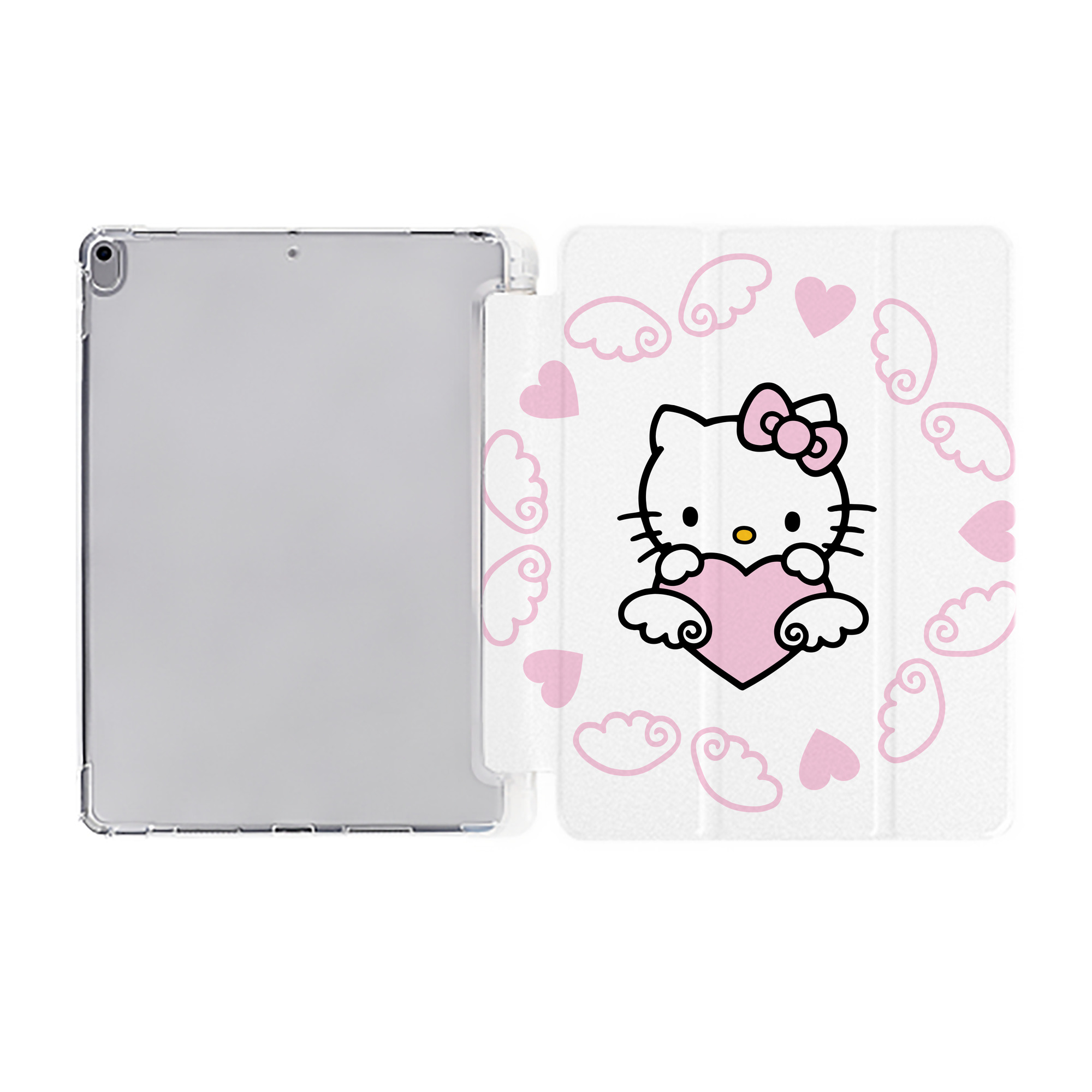 （画像用） Hello Kitty ハローキティ IPad ケース ペン収納付き 三つ折りスタンド PUレザー×シリコン 対応機種9.5/10.5/10.9インチ